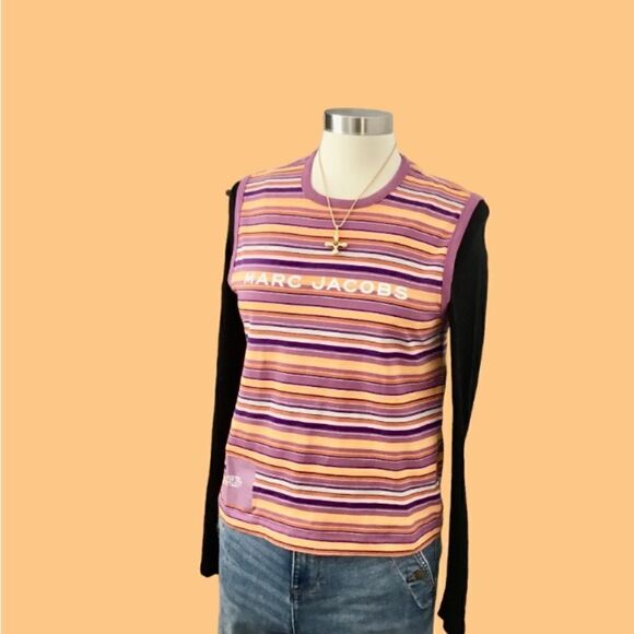 MARC JACOBS HORIZONTAL STRIPES LOGO TANK SIZE LARGE - Picture 3 of 8